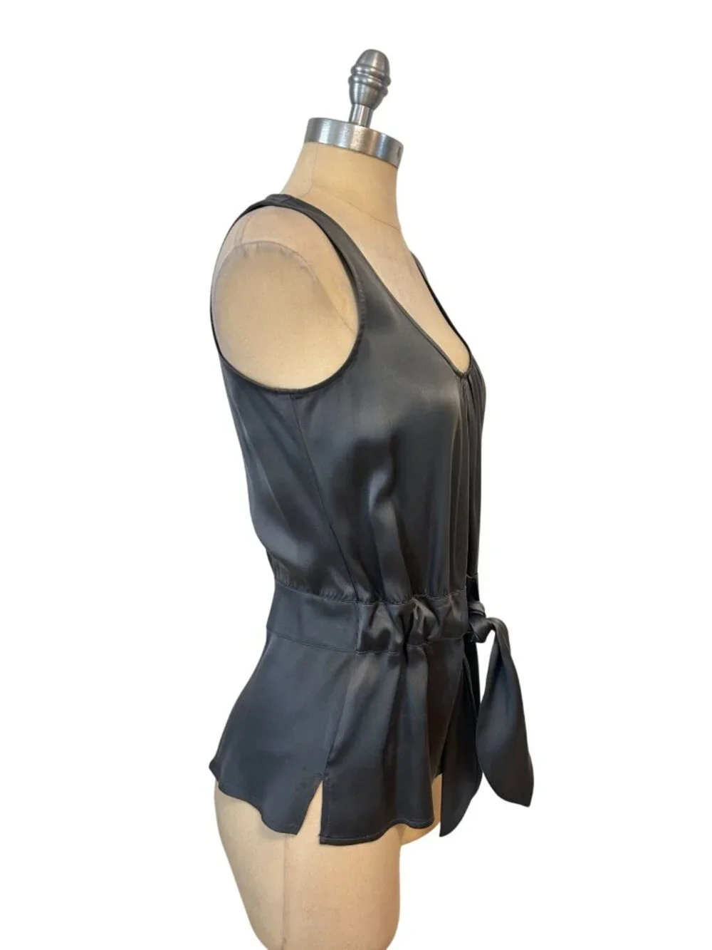 Tory Burch Grey Belted Silk Tank/Sleeveless Top Size 4
